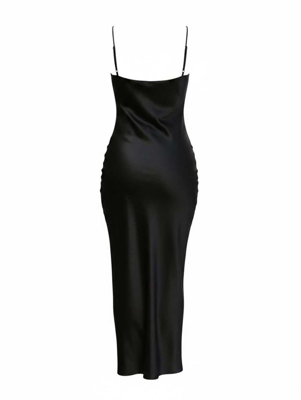 Elegant Black Satin Evening Dress - Picture 4 of 4